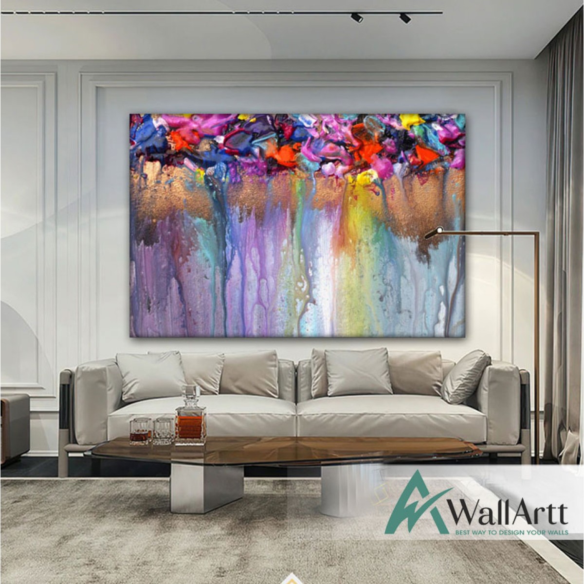 Abstract Colorful Flowers Textured Partial Oil Painting